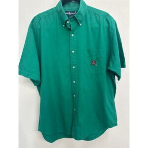 Polo Ralph Lauren Cotton Tilden Green Short Sleeve Button Up Shirt Medium Crest